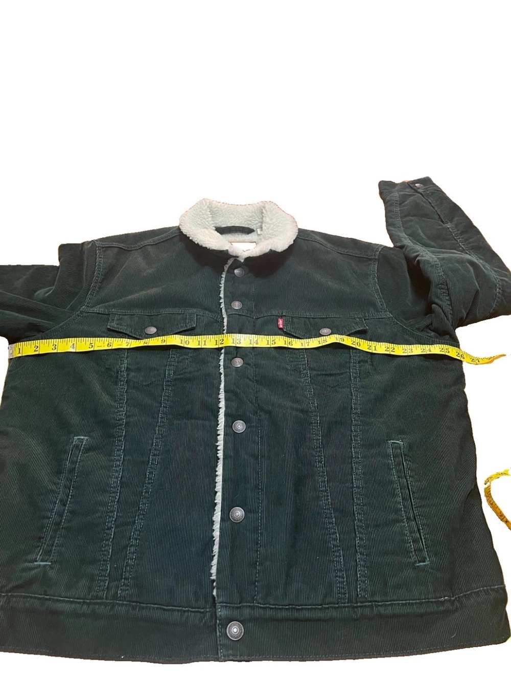 Levi’s Premium Sherpa Lined Corduroy Jacket Mens Large Dark Green Big E 16365-01 - Picture 9 of 11